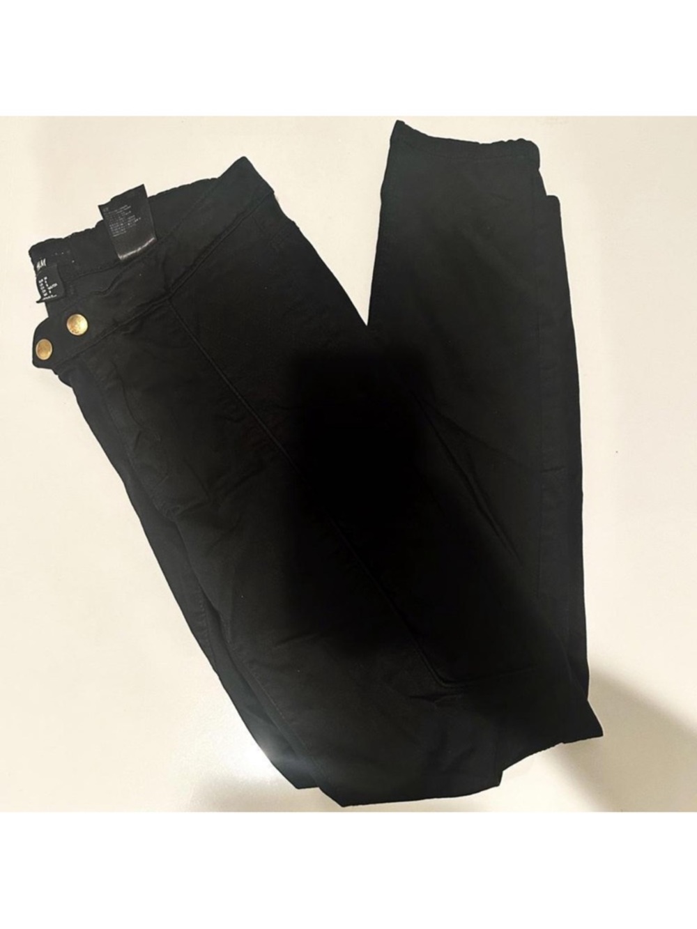 H&M Moto Biker Style Quilted Black Cotton Blend Pants Size 8